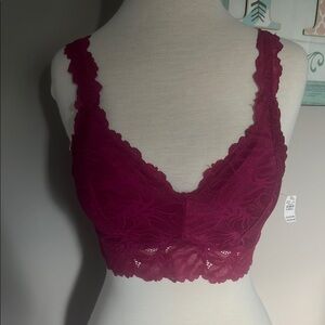 Maurices Hot Pink Lace Bralette with Scalloped Trim XS